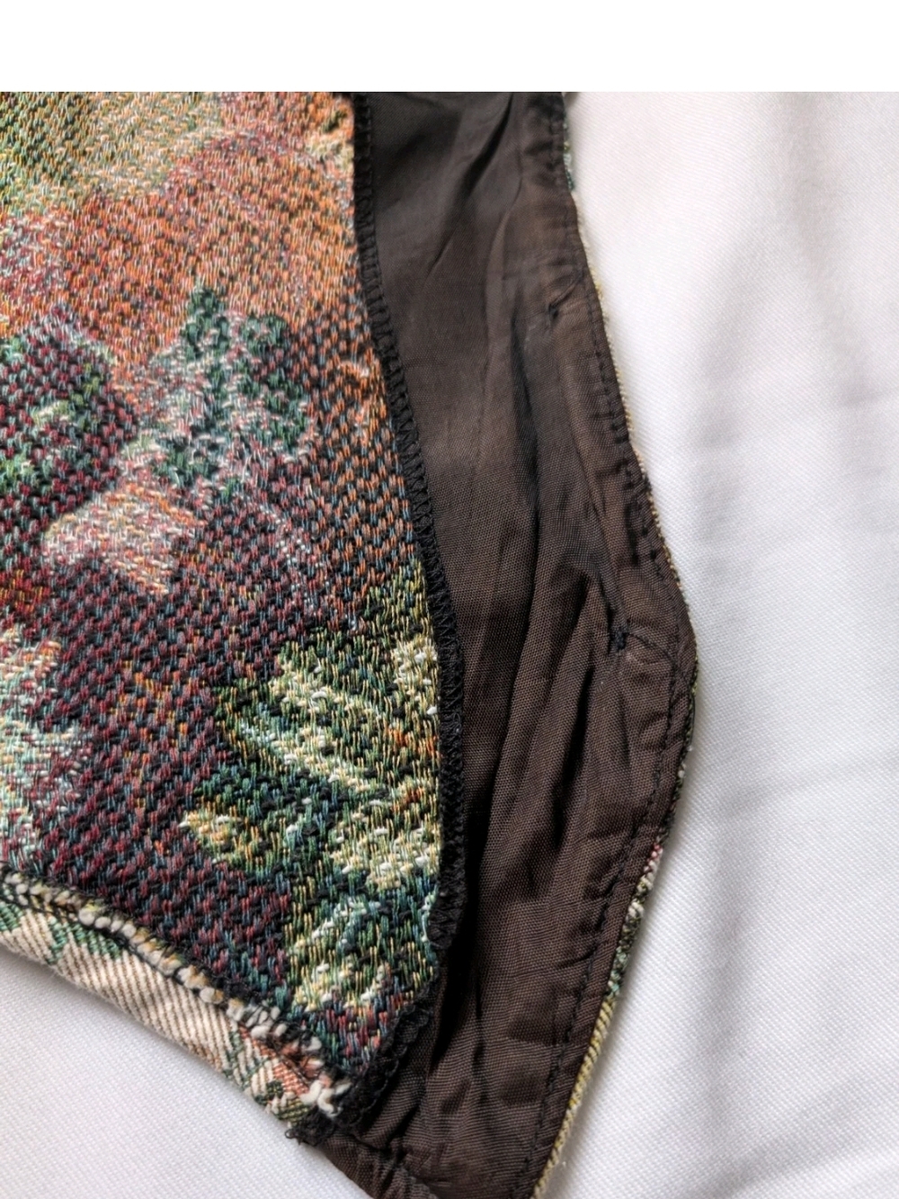 Vintage Huntington Ridge Floral Tapestry Vest Women’s M 12-14 V-Neck Gold Button - Picture 14 of 16